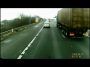 Lorry changing lanes pushes a car off the road