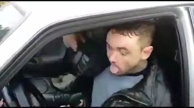 A drugged car driver caught by Russian police