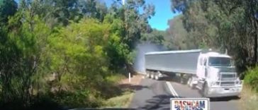 Fast moving truck runs through the obstruction (Video)