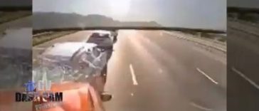 Lorry driver not paying attention to the road crashes into queuing cars (Video)