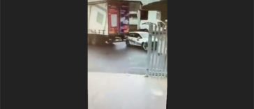 Lorry dragging a car (Video)